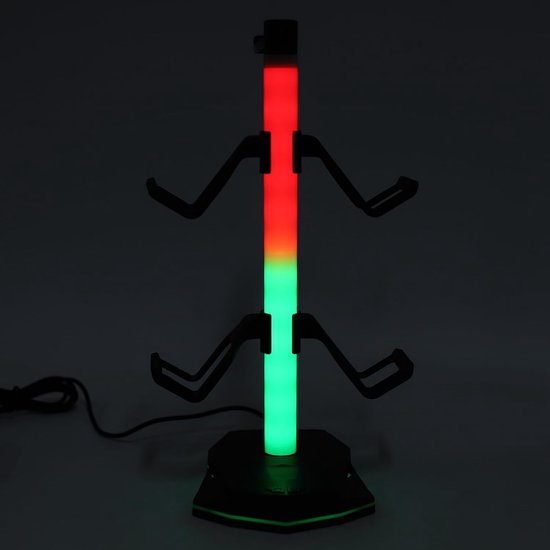 Koptelefoon en Controller Standaard - Gaming Accessoire Houder - Gaming Setup Organiseren - Met RGB Verlichting - Voor 4 Controllers — afbeelding 4