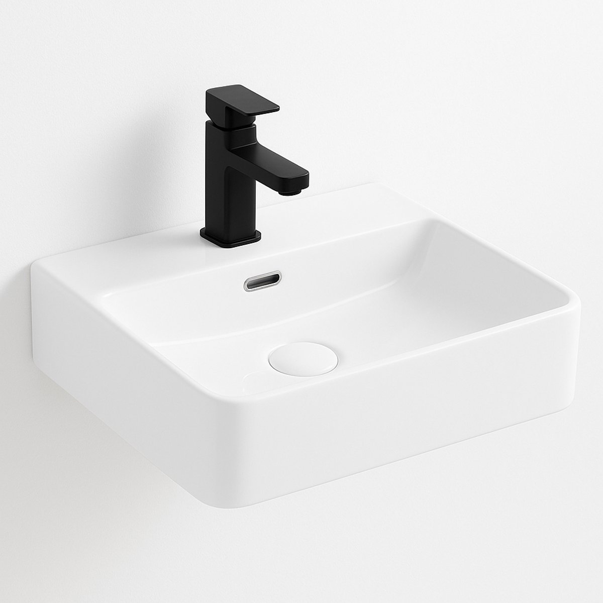 LINEA UNO - Skruv 50 - Glans wit - Waskom - - Keramiek - Rechthoek - 251087