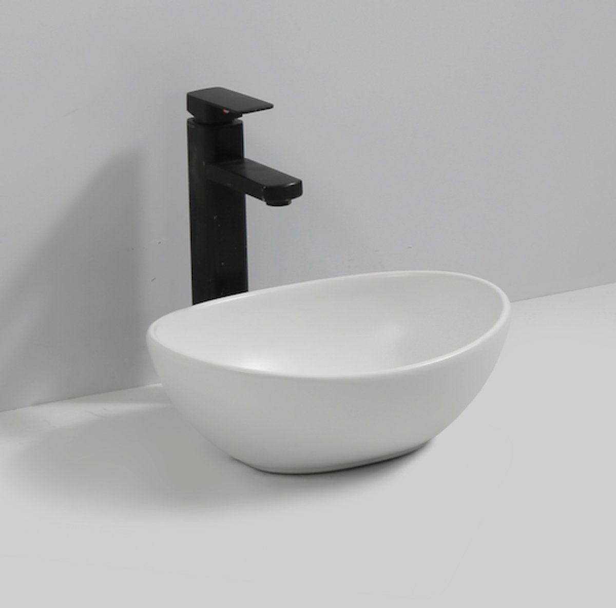 LINEA UNO - Durva 35 - Mat wit - Waskom - - Keramiek - Ovaal - 251092