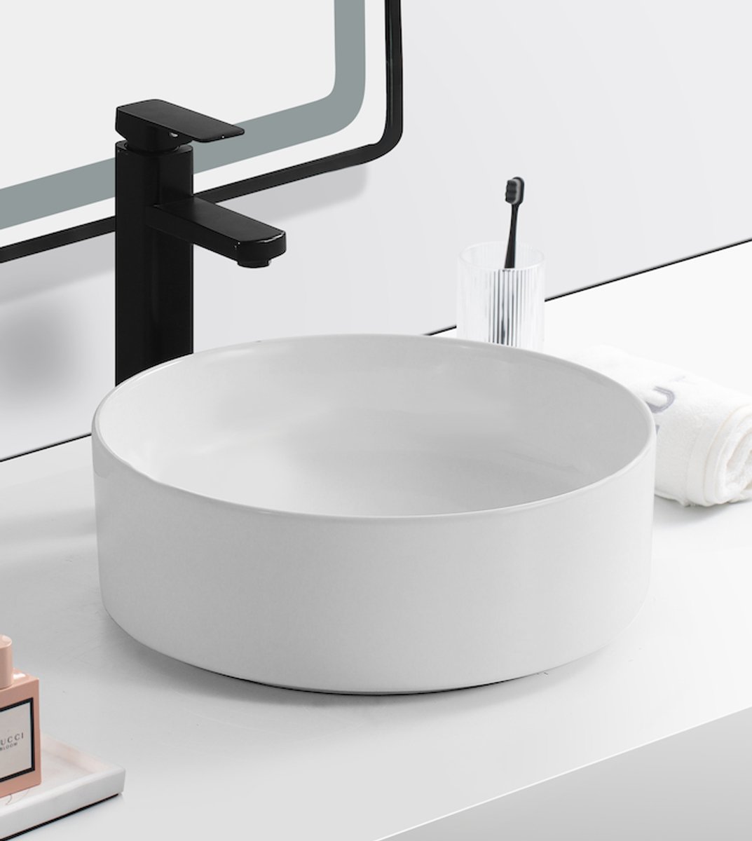 LINEA UNO - Venta 37 - Mat wit - Waskom - - Keramiek - Rond - 251069