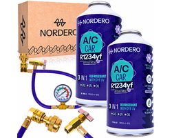 Nordero Premium - Airco Bijvulset Auto - 2x Gas R1234yf Vervanger - Met PAG-Olie en UV-Dye