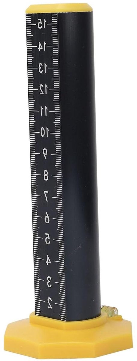 Hoogte liniaal - Waterpas liniaal - Vloeren leggen - Dubbelzijdige schaal - 16 cm - Zwart omgekeerd