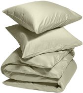 Yumeko dekbedovertrek katoensatijn light olive 200x220 + 2/60x70 - Bio, eco & fairtrade