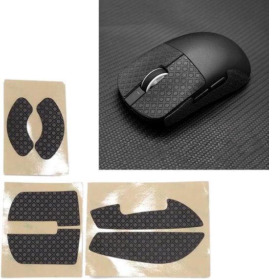 Muis Skin Stickers - Muis Grip Tape - Gaming Prestaties Verbeteren - Antislip Siliconen Textuur - 1 Set - Zwart — afbeelding 5