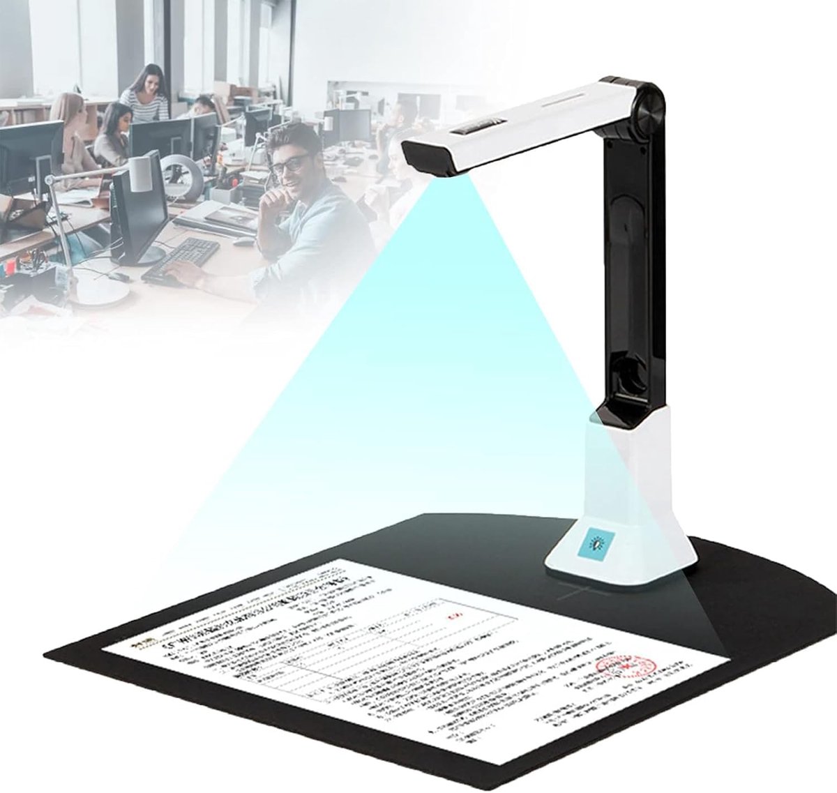 Document Camera Scanner - Portable Scanner OCR Scanner - Document Scanning - Intelligent Image Correction - 8 Megapixel - Black