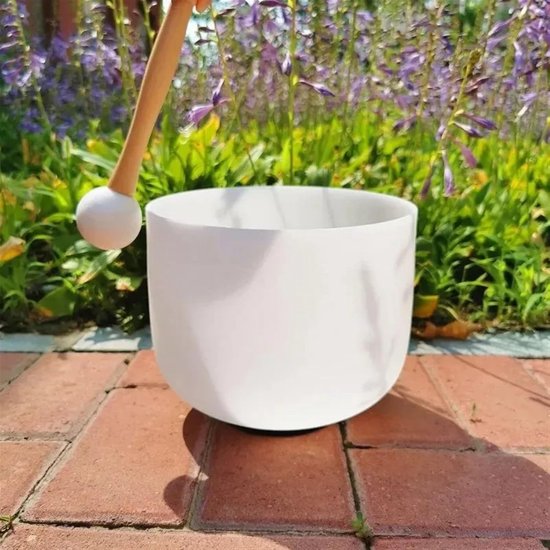 Kristallen Klankschaal - Kwartsschaal Meditatie - Klankhealing Ontspanning - Mat Glazuur Constructie - 20 cm - Wit — afbeelding 2