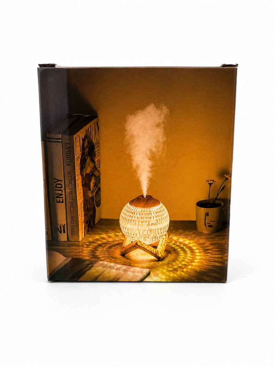 Kristallen Bol Luchtbevochtiger - Planeet Design - LED Sfeerverlichting - Nachtlampje - USB Desktop Humidifier voor Slaapkamer en Woonkamer