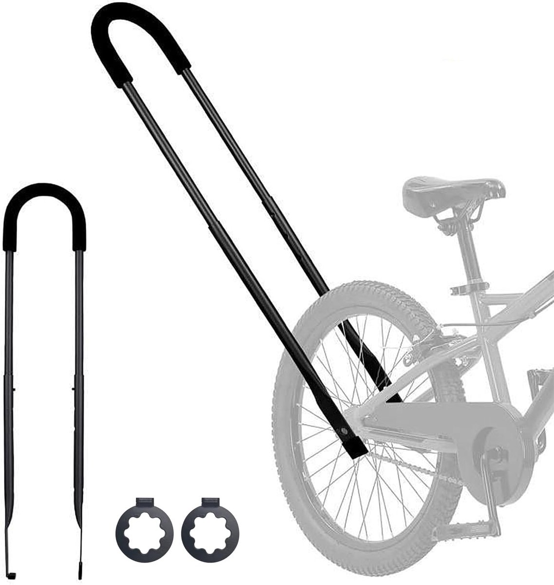 Kinderfiets Duwstang - Fiets Trainer Handvat - Kind Leren Fietsen - In Hoogte Verstelbaar - Universeel Passend - Zwart