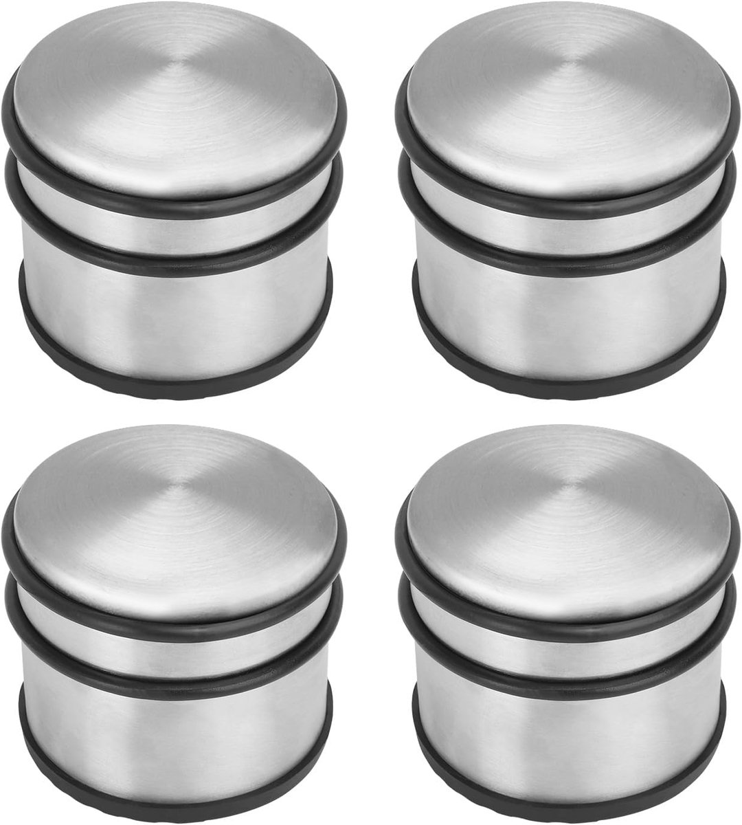 Deurstopper Set - Vloerstopper Deur - Deuren Open Houden - Roestvrij Staal - 4 stuks 9 cm - Zilver Zwart
