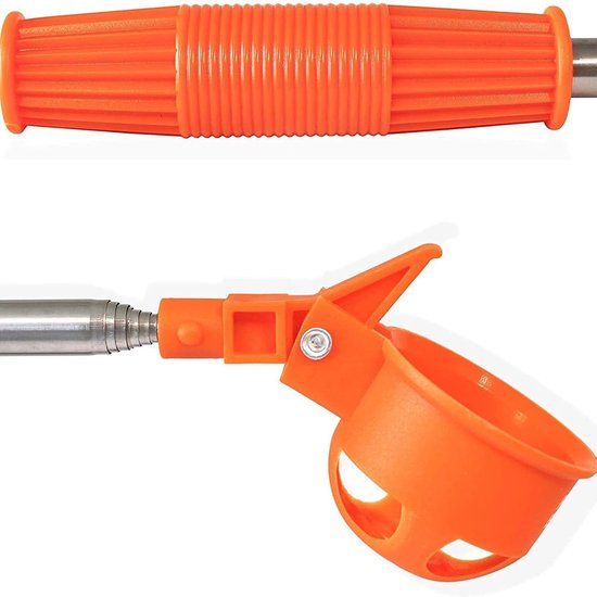 Eier Verzamelaar - Notenraper Fruitplukker - Tuinieren Efficiëntie - Telescopisch Verstelbaar - Tot 195 cm - Oranje — afbeelding 2