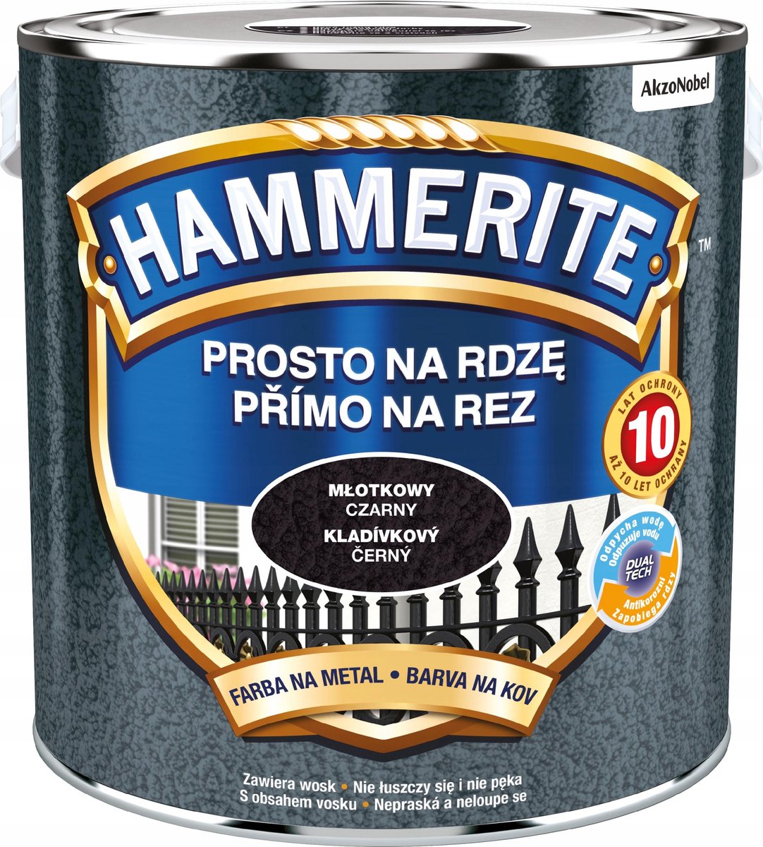 Hammerite Direct op roest hamer 2,5l, Zwart