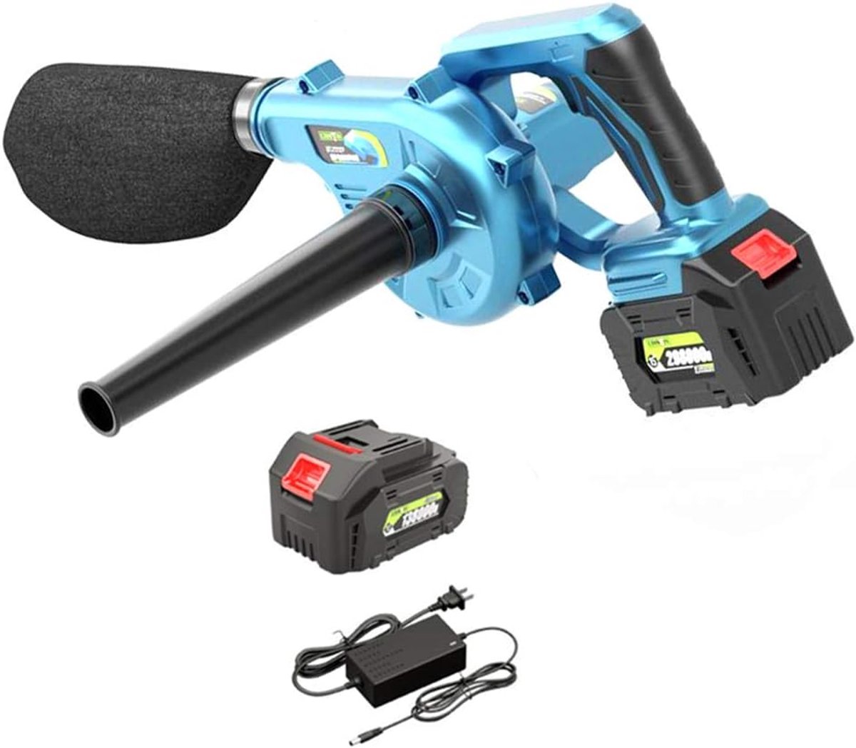 Bladblazer en Stofzuiger - Tuinveger Snoerloos - Tuin Schoonmaken - 2-in-1 Functionaliteit - 35 Min Gebruikstijd - Blauw