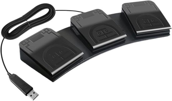 USB Voetschakelaar - Voetpedaal Controller - Computer Bediening - Drie Programmeerbare Knoppen - 34x11.5x4.3 cm - Zwart — afbeelding 4