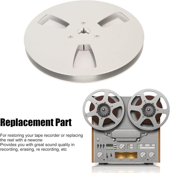 Lege Spoel - Tape Spoel - Bandrecorder Reparatie - Aluminiumlegering Constructie - 7 Inch Diameter - Zilver — afbeelding 3