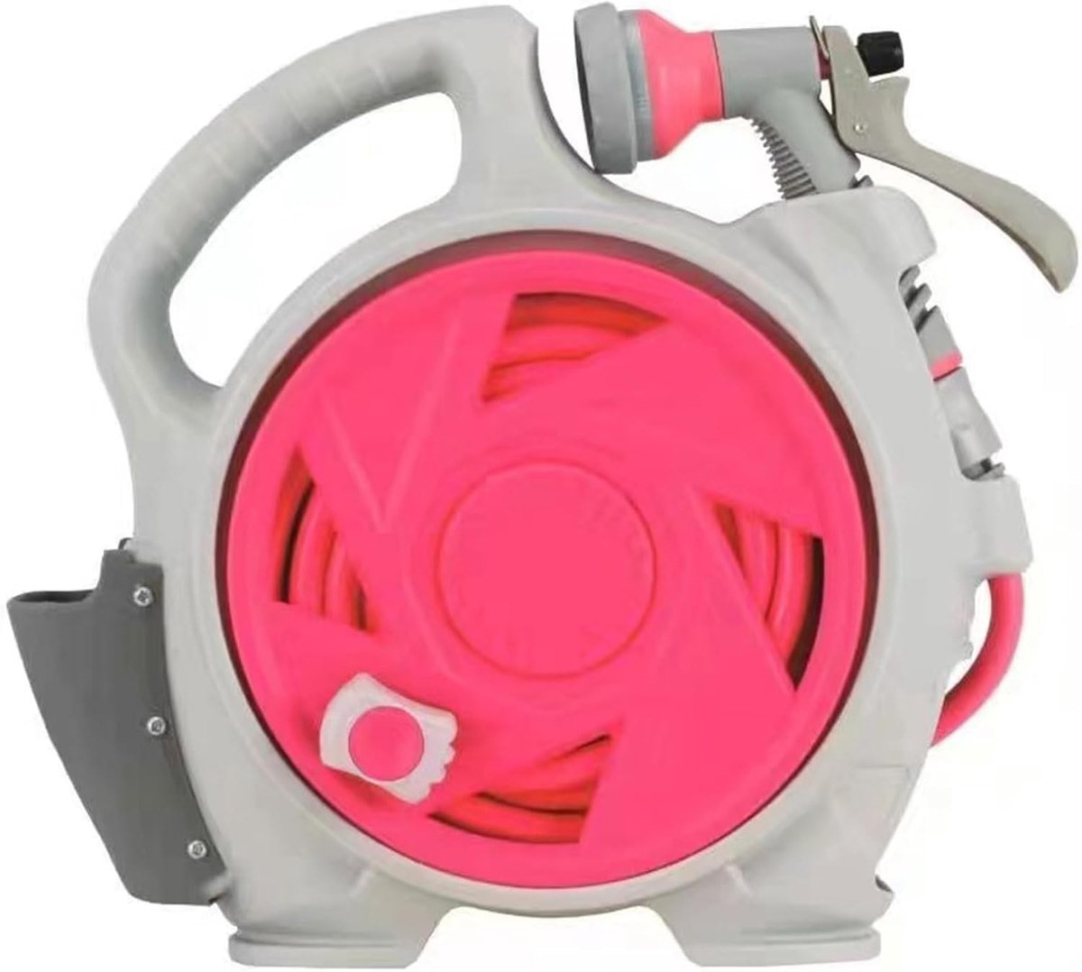 Slanghaspel Buiten - Tuinslanghouder Intrekbaar - Auto Wassen - Wandmontage Haak - 15 meter - Roze