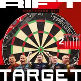 Target Darts Rift Dartbord Set met 6 Messing Darts 17g, Afrikaans Sisal Dartbord met Roterende Score Ring, Dunne Draad Systeem, Wandmontage Kit en 1 Maand DartCounter App Toegang