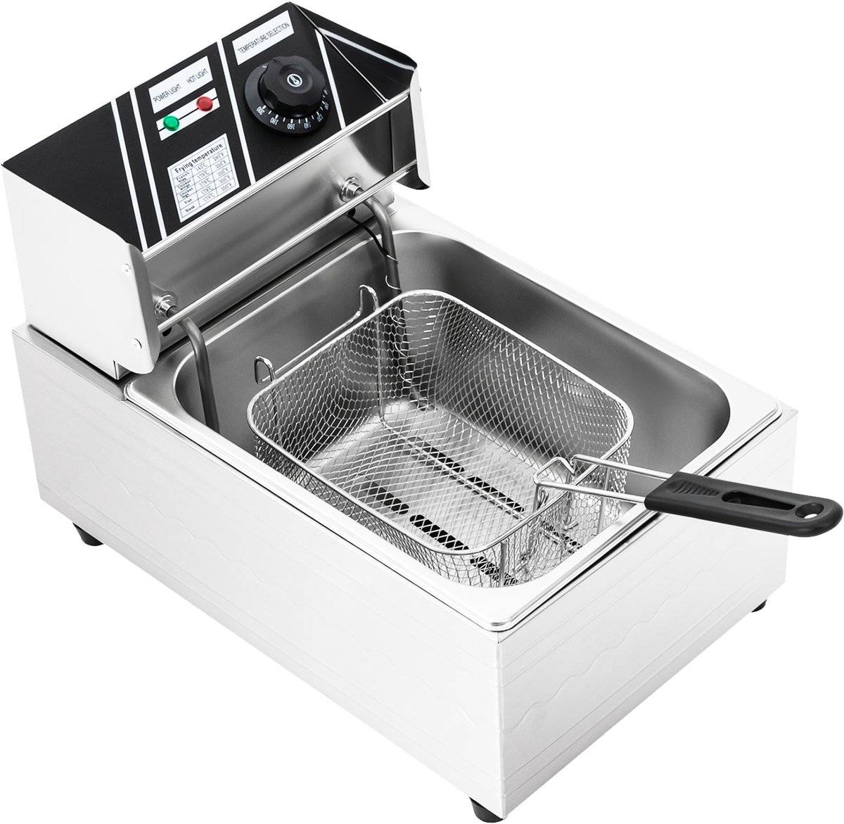 Jensaro Elektrische Friteuse 6L 2500W - Professionele RVS Frituurpan voor Friet en Snacks - Met Deksel en Thermostaat - 60-200°C