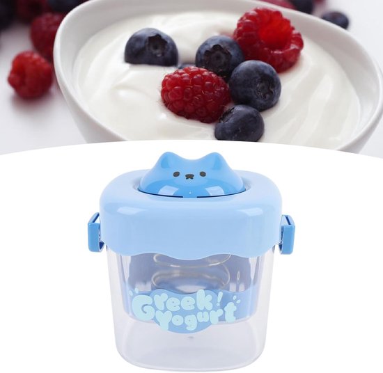 Yoghurtzeef - Wei Afscheider - Griekse Yoghurt Maken - Fijne Mesh Filtratie - 16 x 16 x 15 cm - Lichtblauw — afbeelding 4