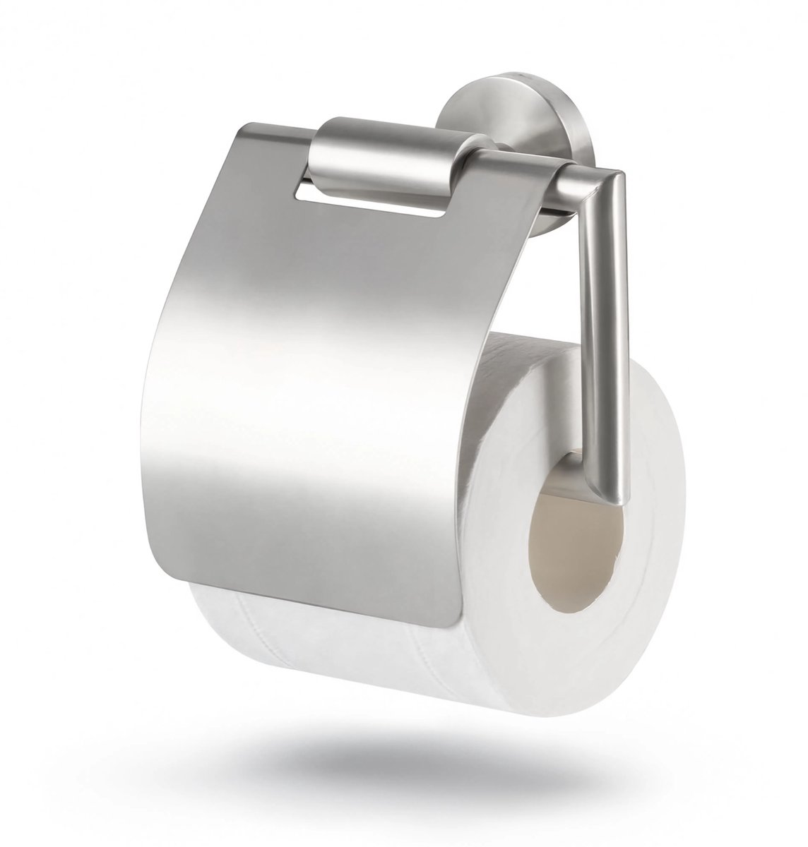 HUSH Living - Toiletrolhouder met klep - RVS - wandmontage - geborsteld staal - inclusief bevestigingsmateriaal - RVS