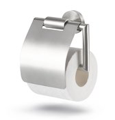 HUSH Living - Toiletrolhouder met Klep - Wandmontage - Inclusief Bevestigingsmateriaal - Geborsteld staal - RVS