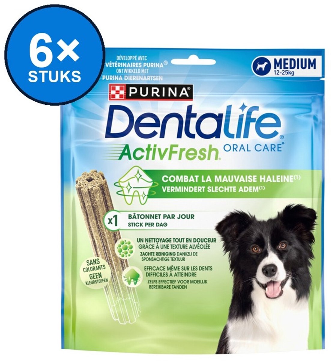 6x Dentalife ActivFresh - Dental Sticks Medium Hond - Gebitsverzorging - 12-25kg - 115g