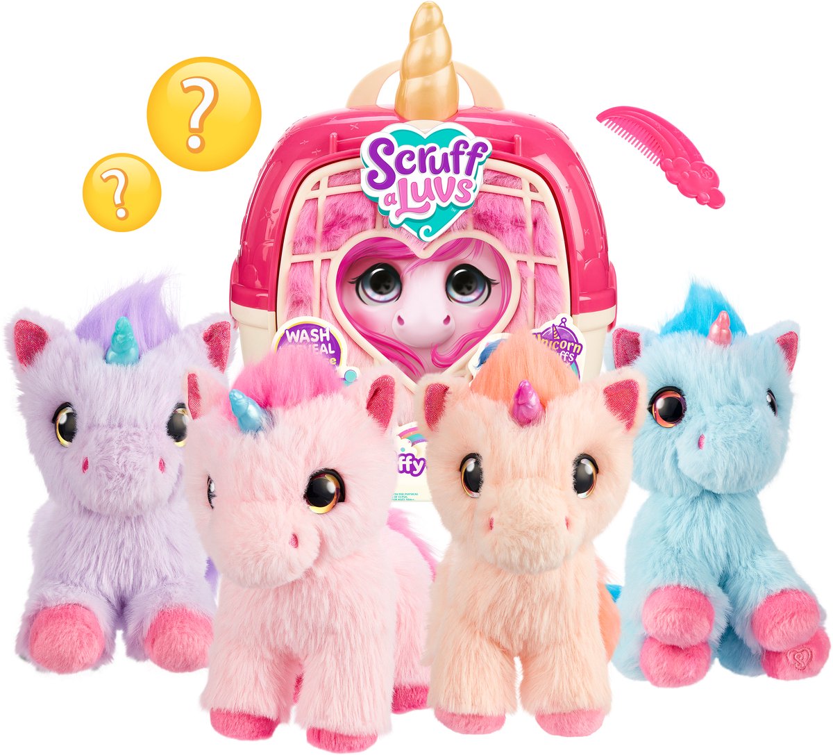 Scruff a Luvs - Unicorn Mystery Knuffel in Draagmand