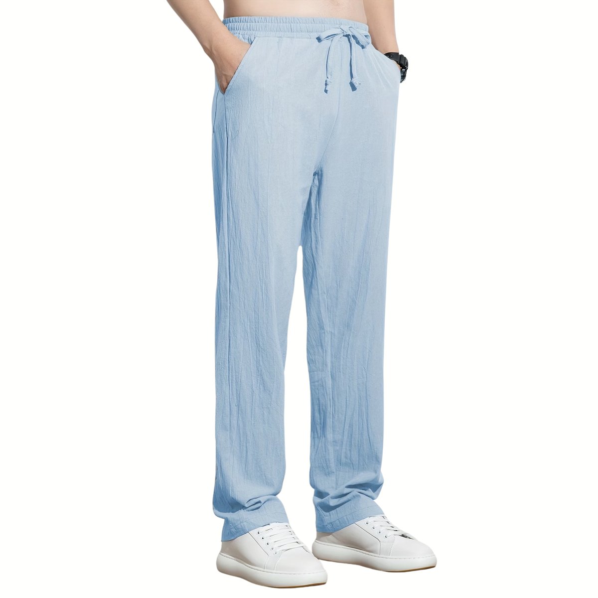 Currero Linnen Broek Heren - Zomerbroek - Volwassenen - Lange Broek - Pantalon - Strandbroek - Zomer - Ibiza Stijl - Hemelsblauw XXL