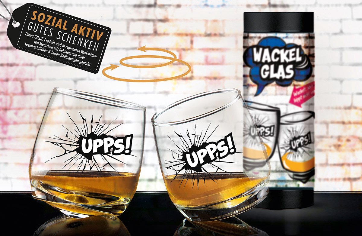 whiskey glazen wiebelglazen upps - set van twee in geschenk verpakking - glas