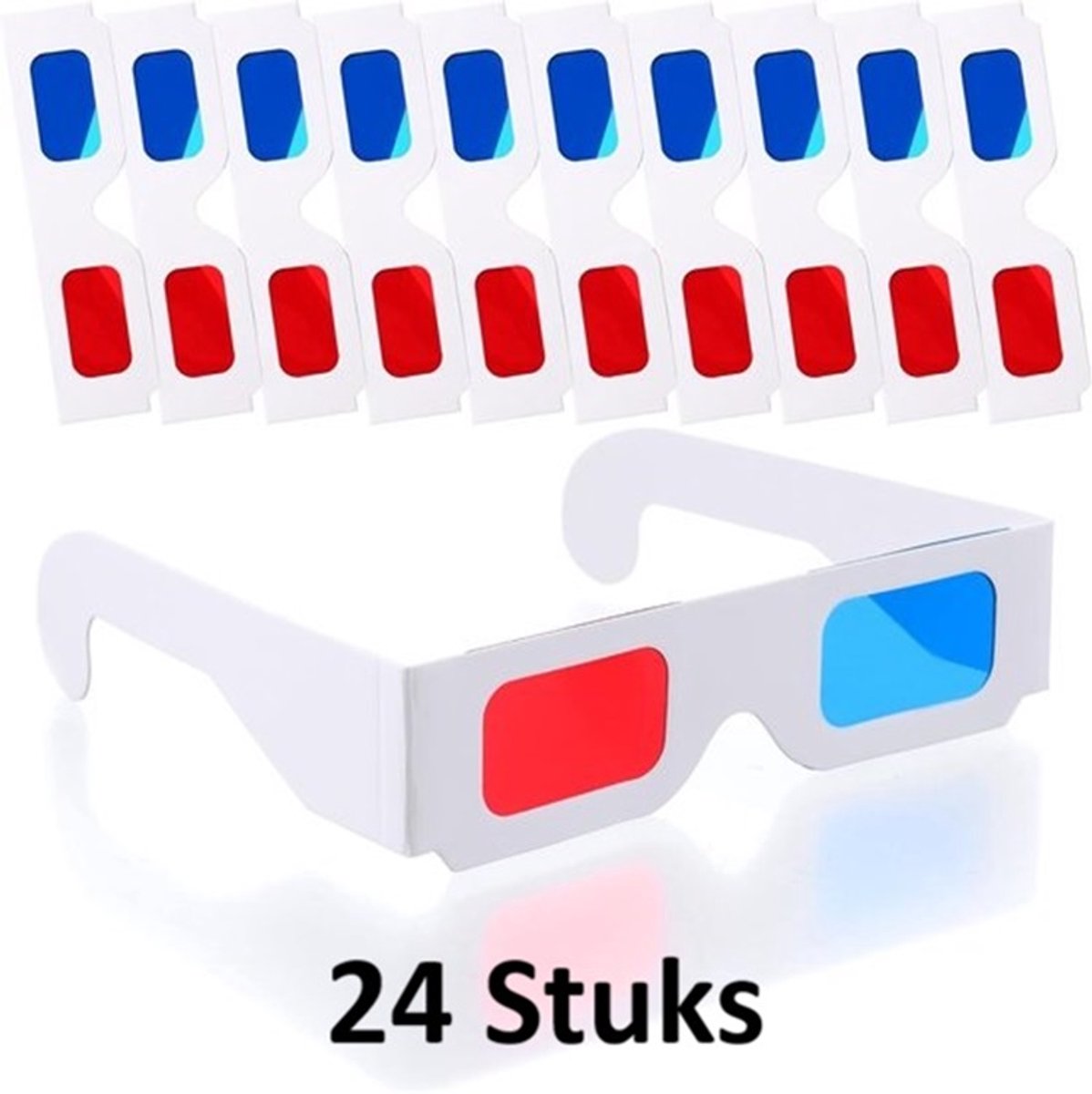 24 stuks wegwerp 3D-filmbrillen, filmbrillen van karton, met anaglyfische refractie, karton, cyaan game-stijl (NIET GESCHIKT VOOR DE MAANSVERDUISTERING)