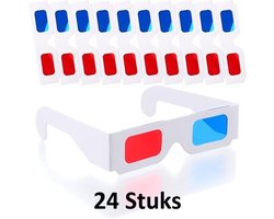 24 stuks wegwerp 3D-filmbrillen, filmbrillen van karton, met anaglyfische refractie, karton, cyaan game-stijl (NIET GESCHIKT VOOR DE MAANSVERDUISTERING)