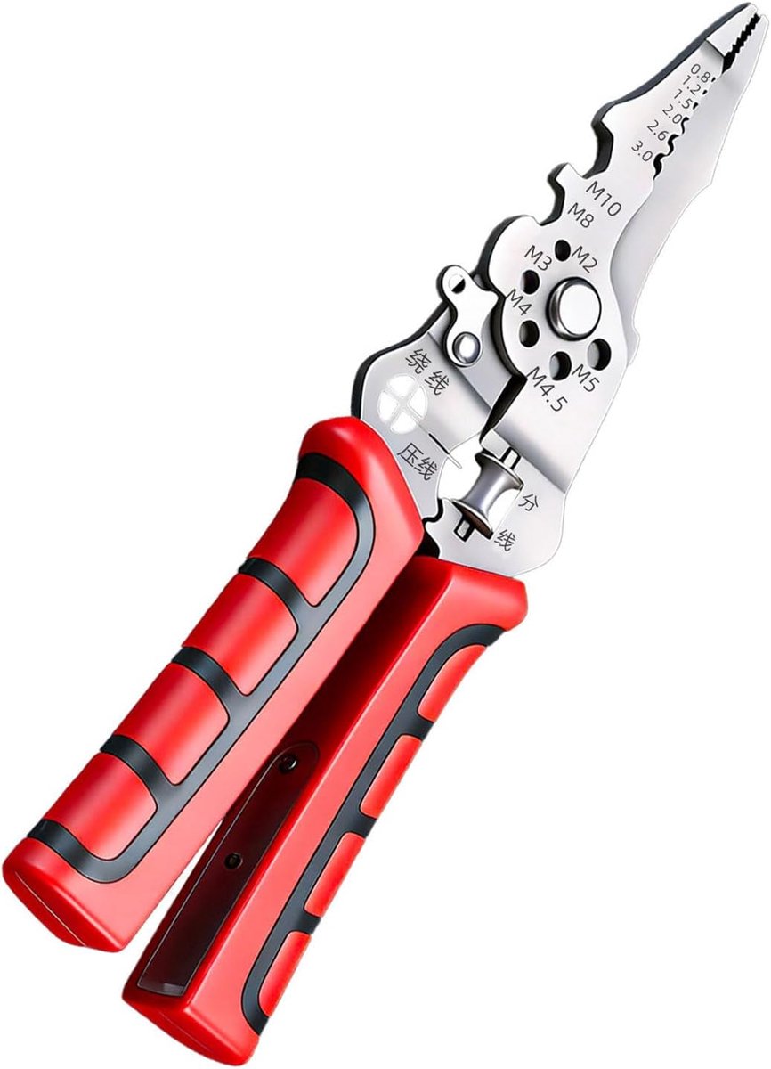 Draadstripper Tang - Universele Tang - Elektrische Taken - Met Spanningstester - 24 cm - Rood