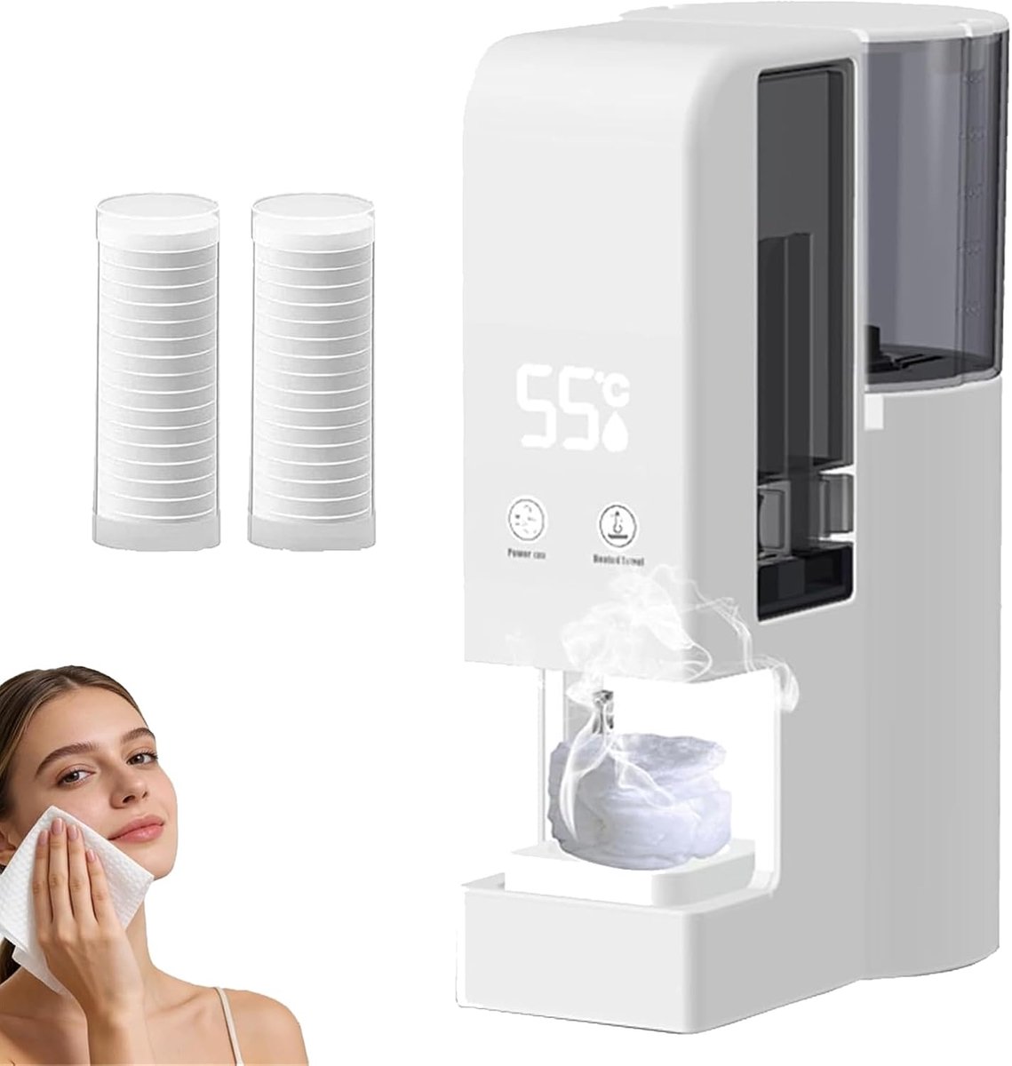 Handdoekwarmer Dispenser - Warme Handdoeken Apparaat - Zelfzorg Verbeteren - Snelle Verwarming 5 Seconden - 400 ml Tank - Wit