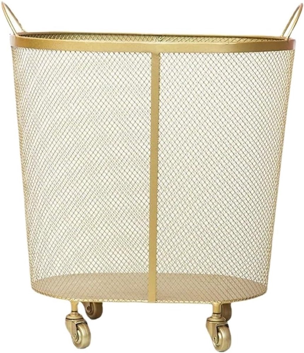 Wasmand Met Wielen Kledingmand Opberger Kleding Sorteren Flexibele Vorm 50x30x55 cm Goud