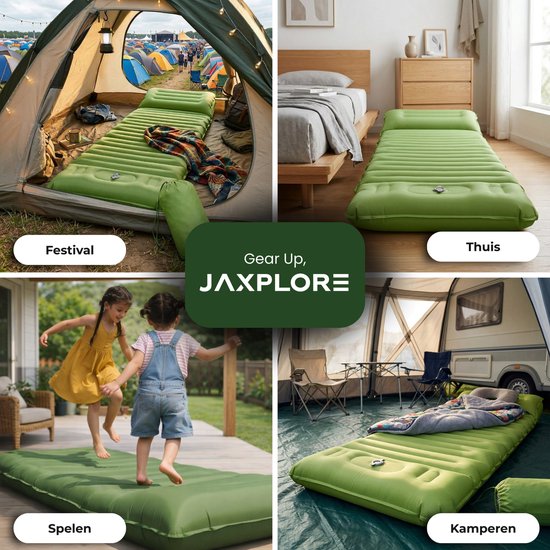 Jaxplore Slaapmat Zelfopblazend - 2 Stuks - 13cm Dik - Ingebouwde Voetpomp & Hoofdkussen - Slaap Matje - Luchtbed 1 persoons - Koppelbaar - Camping matras - 200x70x13cm van Jaxplore — afbeelding 3