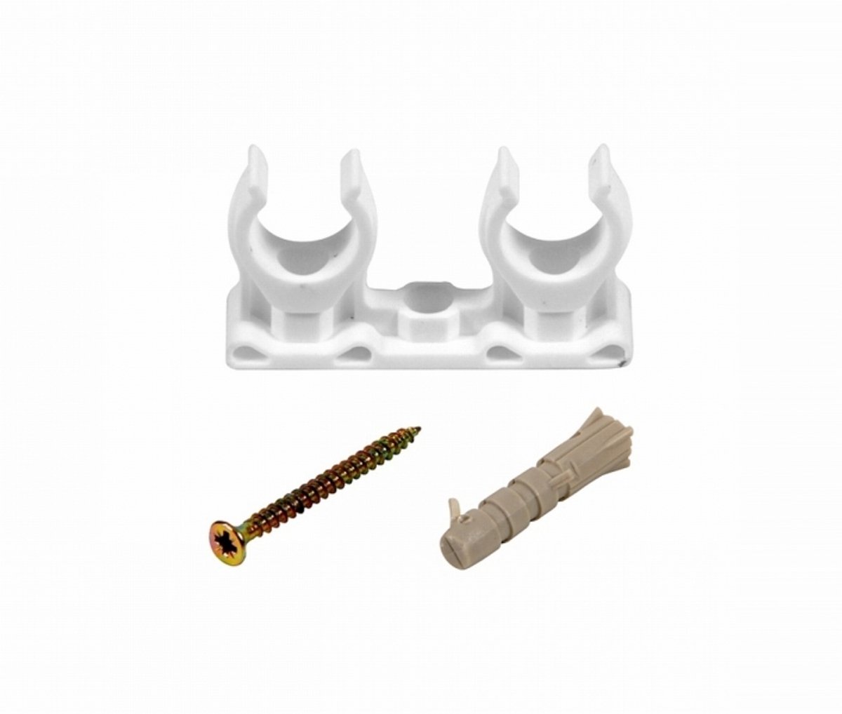 Tycner - Dubbele Klem - 15mm - Met Schroef en Plug