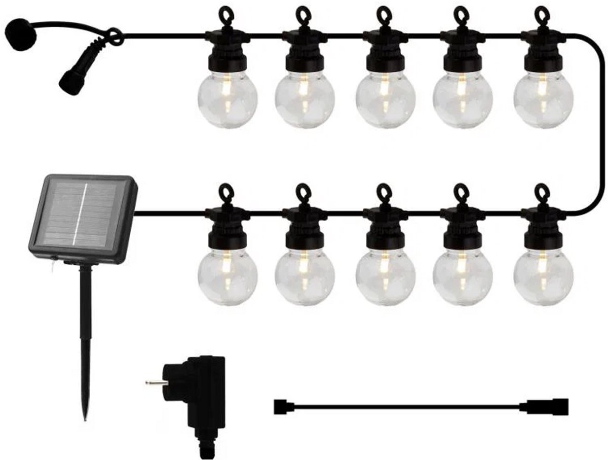 Sirius Lucas Clear Startset Solar en Transformer – Lichtsnoer Buiten 10 lampjes – Tuinverlichting Transparante Lampjes