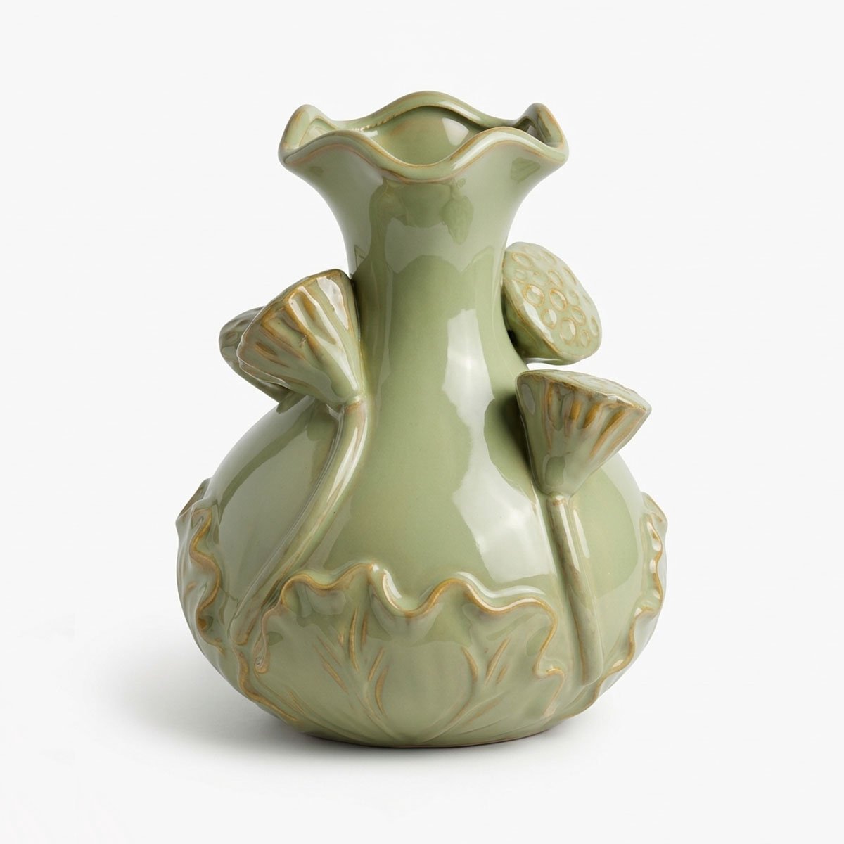 DK design Daan Kromhout - Vaas - Bloemenvaas - Lotus - Keramiek - Pistache Groen - Groot - 21x25cm