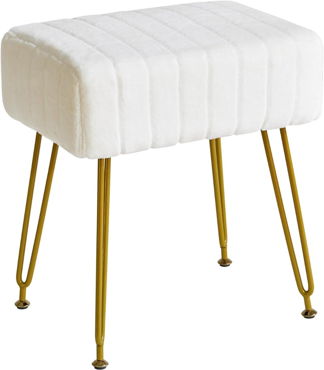 QIN® Kaptafel Stoel - Stoel - Kruk - Wit - 40cm x 30cm x 46cm
