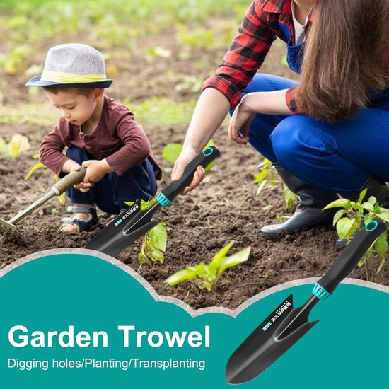 Hand Troffel Tuingereedschap - Tuinhandgereedschap Set - Planten Verpotten - Ergonomische Handgreep - 35.5 cm - Blauw van Merkloos	 — afbeelding 3