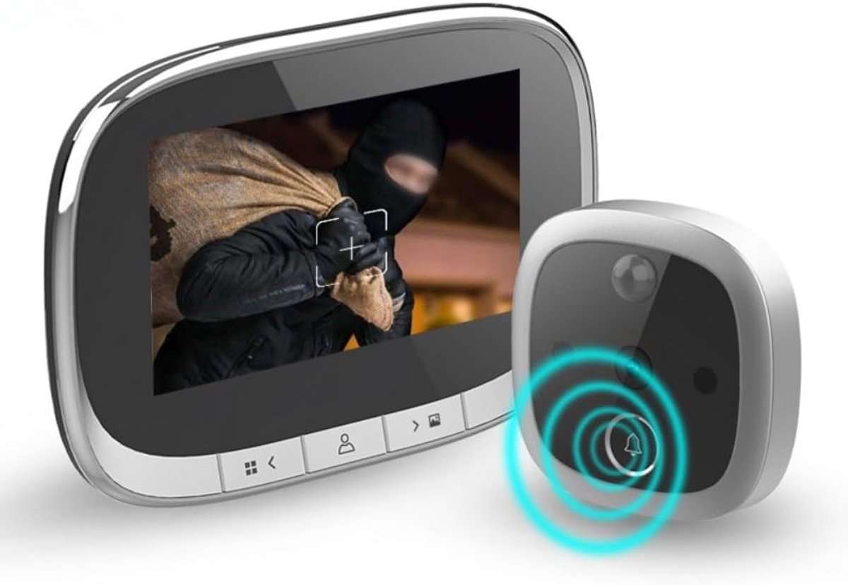 Digitale Deurcamera - Kijkgaatje Camera - Veiligheid Thuis - Bewegingsdetectie Opname - 4.3 Inch Scherm - Zilver