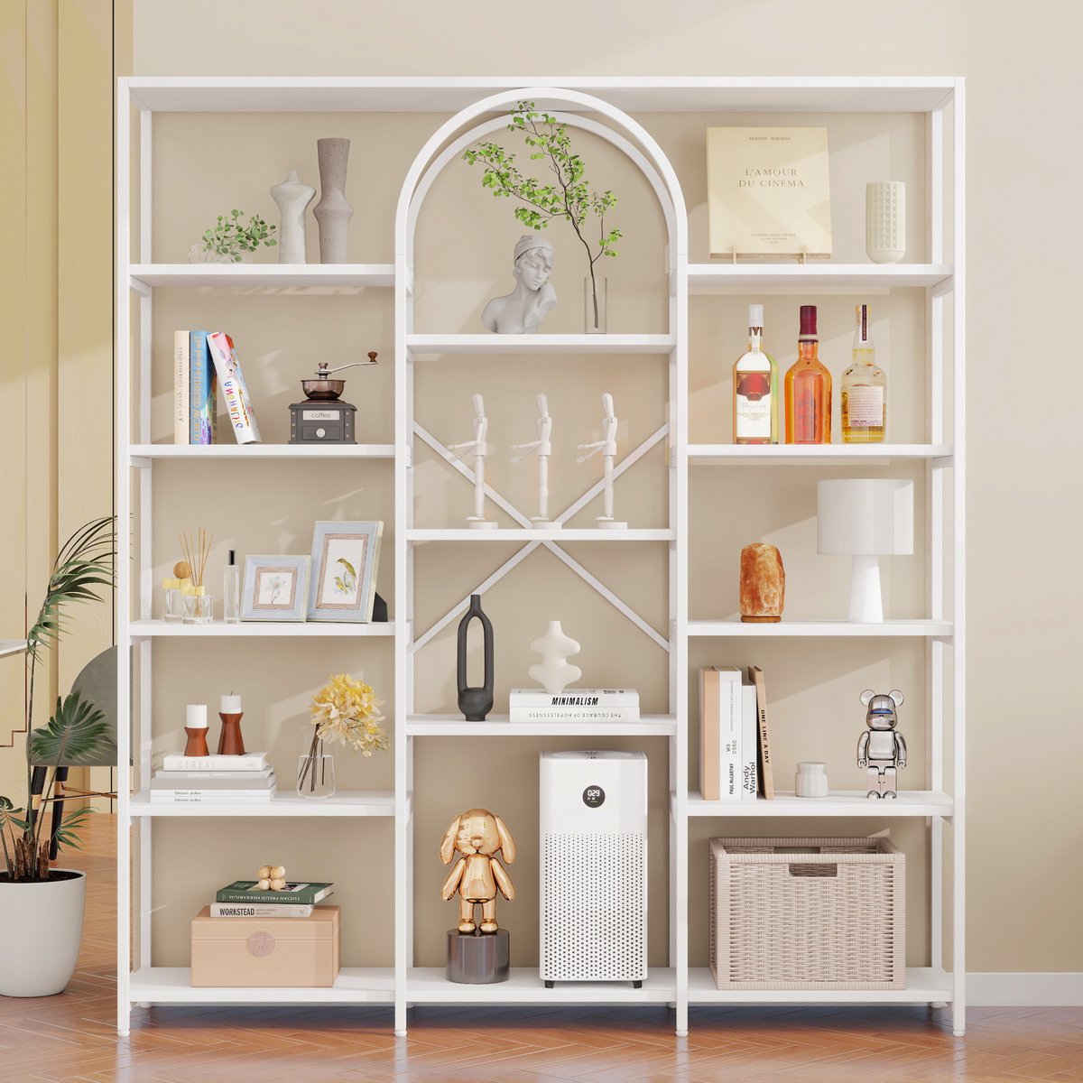 Boekenkast Vakkenkast Opbergkast - Wit Met Open Vakken En Boogdesign