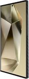 Zij-aanzicht van Samsung Galaxy S24 Ultra met zwart carbon fiber hoesje.