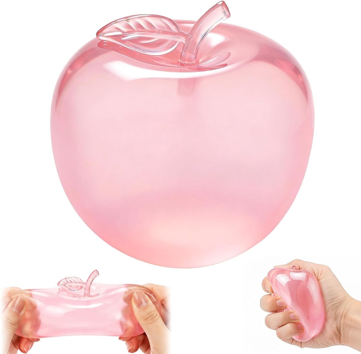 Knijpspeeltjes - Stressbal Fidget Toys - Angst Te Verminderen - Knijpbal Set - Kneedbaar speelgoed - Appelvorm - roze