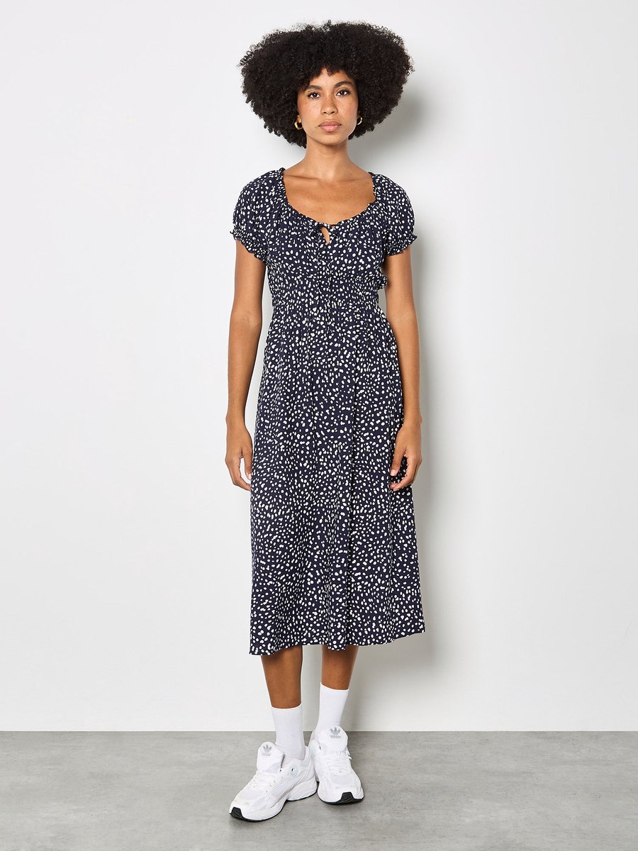 Midi-jurk met stippenprint