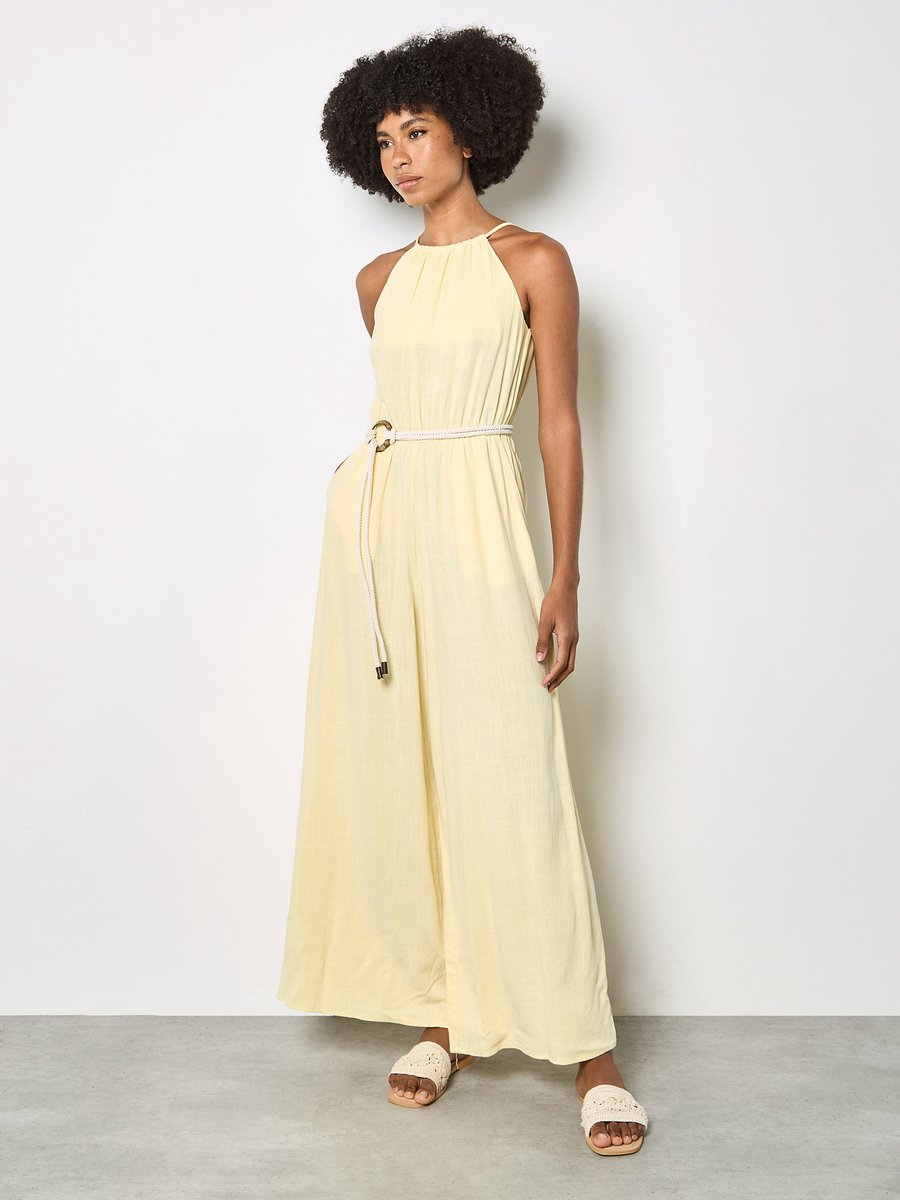 Jumpsuit met wijde pijpen van katoenmix