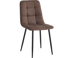Colenis Bloqs Eetkamerstoel – Bruin – Linnen – Set van 4