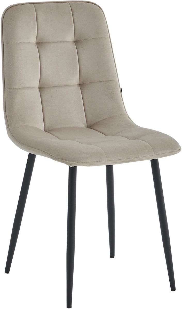 Colenis Bloqs Eetkamerstoel – Beige – Velvet – Set van 4