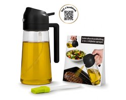 Navazz Olijfolie sprayer - 2-in-1 spray- en schenkfunctie - Glas - Olie sprayer - Olie spray voor koken, grillen en bakken - Oliefles - Incl. E-kookboek