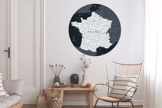 Carte de France gris foncé Aluminium ⌀ 140 cm
