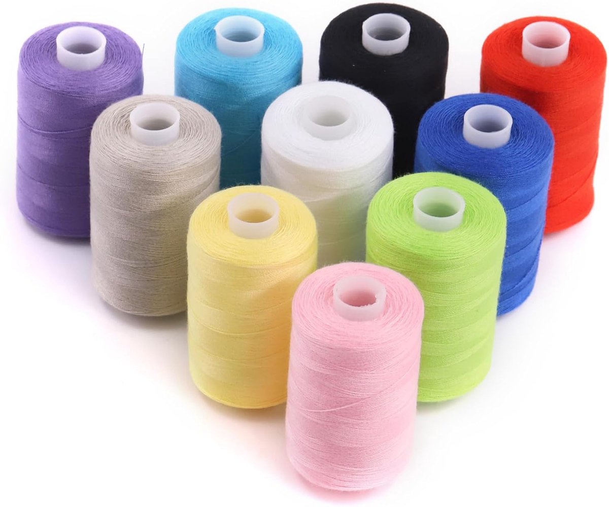 Naaigarenset, 10 Kleuren Polyester Draden 914 Meter Per Polyester Draadspoel, Handige Polyester Naaigaren Spoelen Naaigarenset voor Handstik Naaien en Quilten (Kleurrijk)